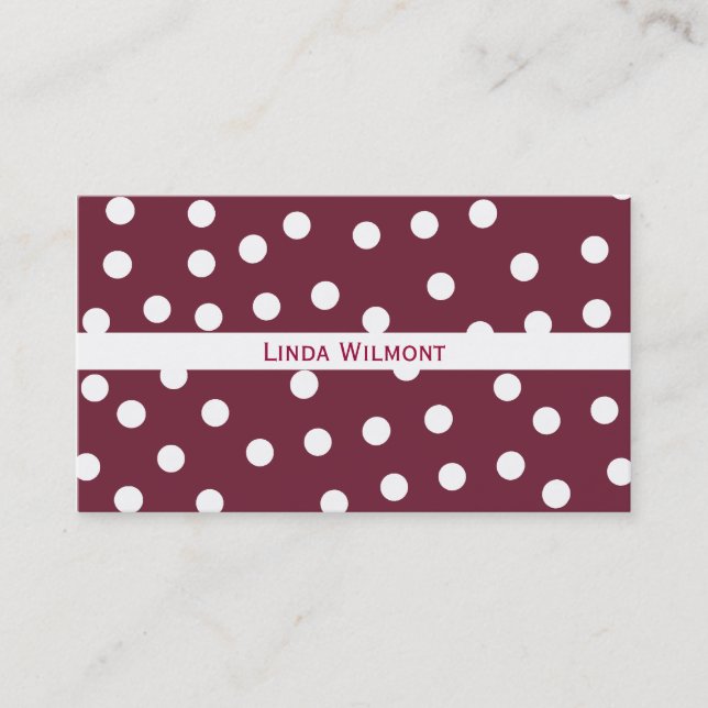 Plum Red Polkadots Business Card (Front)