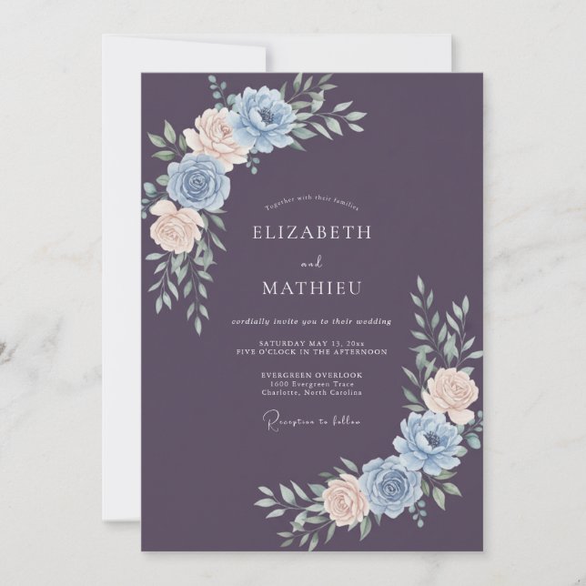 Plum Resplendent Spring Wedding Invitation (Front)