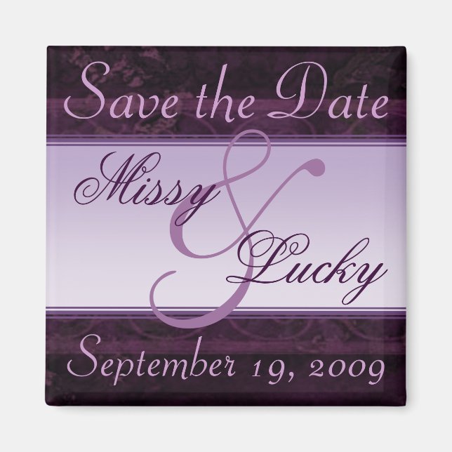 Plum Ribbon Save the Date Magnet (Front)
