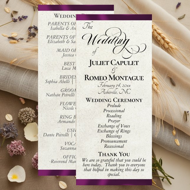 Plum Ribbon Wedding Program (Creator Uploaded)