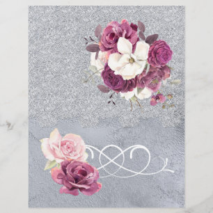 Plum romantique Floral & Silver Lace Papier papier