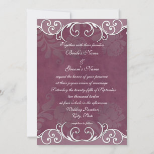 Plum Rose Élégant Mariage Invitations