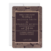 Plum & Rose Gold Floral Wedding Invitation