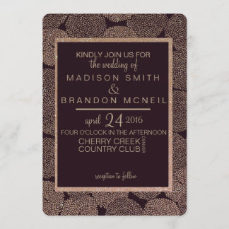 Plum & Rose Gold Floral Wedding Invitation