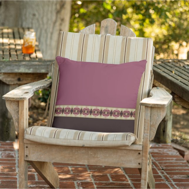 Plum Rose With Brown Outdoor Pillow (Chair)