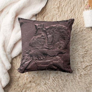 Plum Rosebud Floral Art Throw Pillow