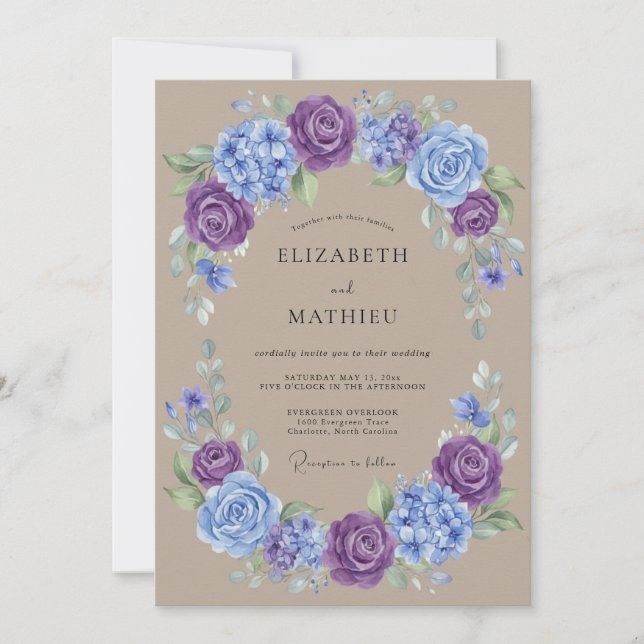 Plum Rustic Country Wedding Invitation (Front)