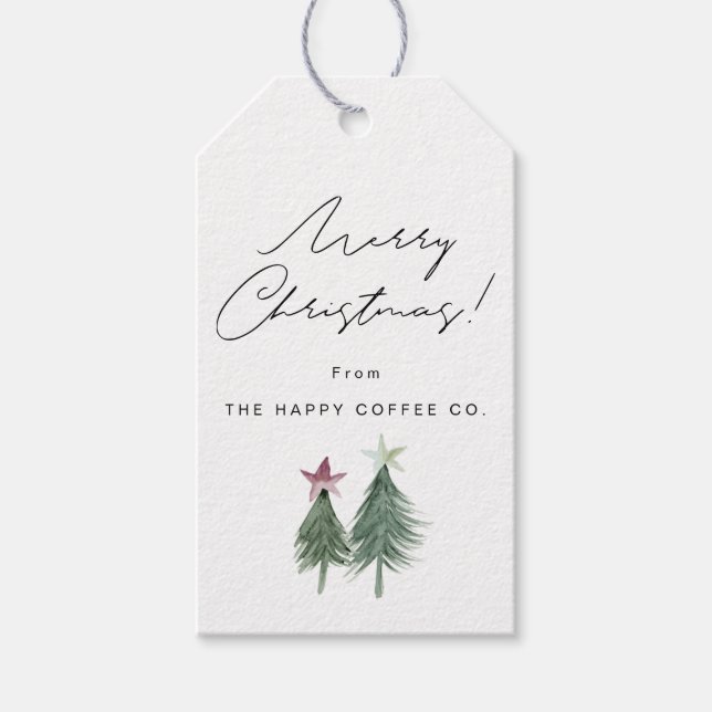 Plum & Sage Christmas Trees  Gift Tags (Front)