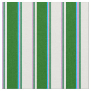 Plum, Sea Green, White, Dark Green & Deep Sky Blue Fabric