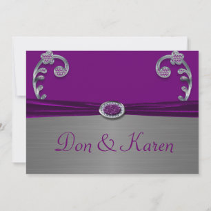 Plum & Silver Metallic Flourish Size A7 Invitation