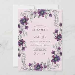 Plum Silver Painted Wedding Invitation