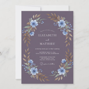 Plum Slate Foliage Eucalyptus Wedding Invitation