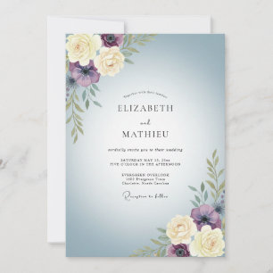 Plum Slate Ranunculus Sage Wedding Invitation