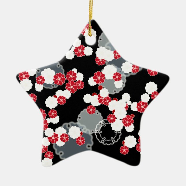 Plum Snow Ring New Year's Day Ceramic Ornament (Front)