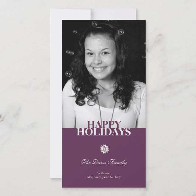 Plum snowflake elegant Christmas holiday greeting Card (Front)