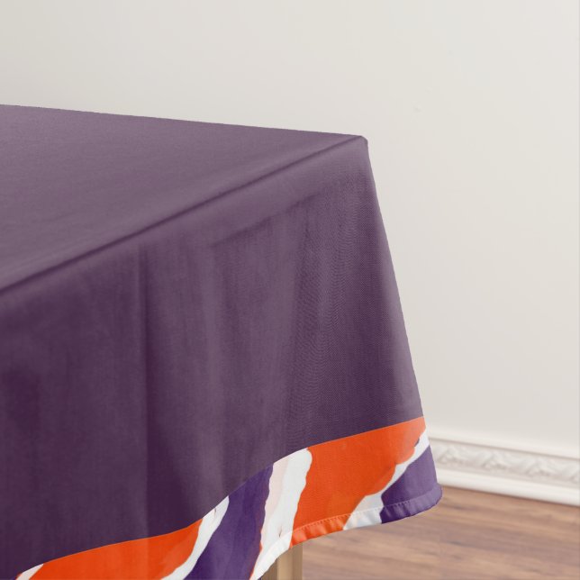 Plum Solid  Tiger Lined Striped Table Cloth (In Situ)