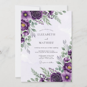 Plum Sophisticated Spring Wedding Invitation