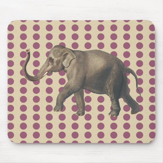 Plum Spice Moods Dots with Elephant Mouse Pad (Front)