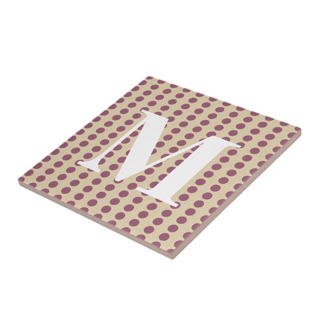 Plum Spice Moods Dots with monogram Tile (Side)
