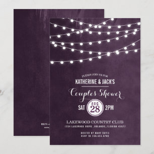 Plum String Lights Couples Douche Invitation
