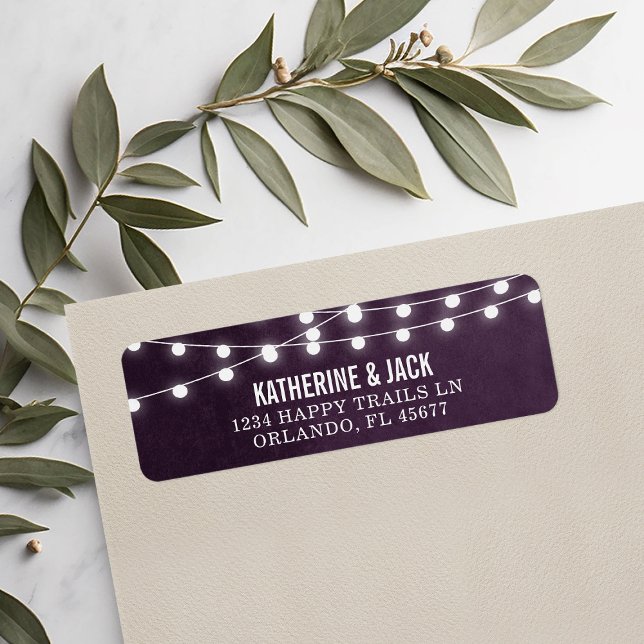 Plum String Lights Wedding Address Labels (Creator Uploaded)
