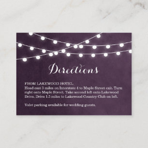 Plum String Lights Wedding Directions Insert