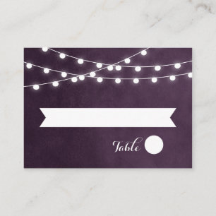 Plum String Lights Wedding Escort Cards