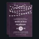 Plum String Lights Wedding Invitation<br><div class="desc">Chic modern summer wedding invitation design with simple elegant glowing string lights hanging across the top and a classy mix of modern and calligraphy script fonts on a printed faux watercolor texture background. A simple and stylish preppy design, perfect for summer! Click the CUSTOMIZE IT button to customize fonts, move...</div>