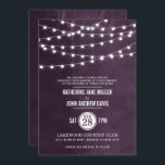 Plum String Lights Wedding Invitation<br><div class="desc">Chic modern summer wedding invitation design with simple elegant glowing string lights hanging across the top and a classy mix of modern and calligraphy script fonts on a printed faux watercolor texture background. A simple and stylish preppy design, perfect for summer! Click the CUSTOMIZE IT button to customize fonts, move...</div>