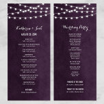 Plum String Lights Wedding Program<br><div class="desc">Chic modern summer wedding ceremony program template with simple elegant glowing string lights hanging across the top on a printed faux watercolor texture background. A simple and stylish preppy design, perfect for summer! Click the CUSTOMIZE IT button to customize text and fonts, move text around and create your own unique...</div>