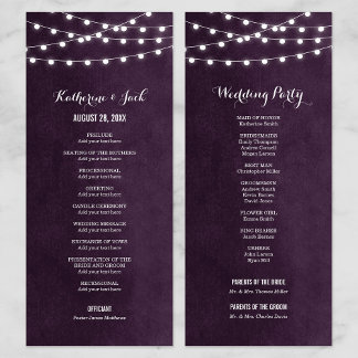 Plum String Lights Wedding Program