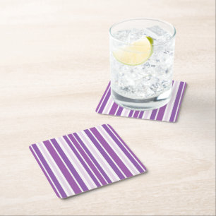 Plum Stripes Square Paper Coaster