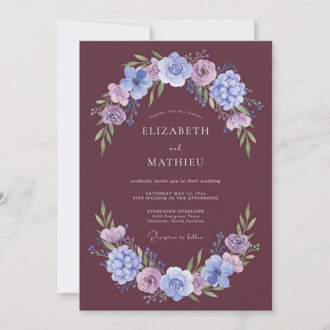 Plum Sumptuous Winter Wedding Invitation (Front)