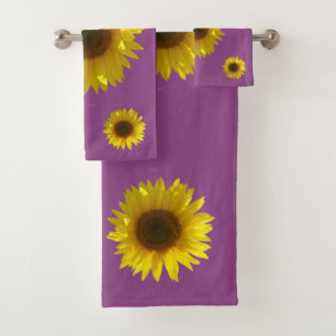 Plum - Sunflower Bath Towel Set