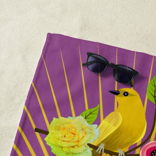 Plum Sunshine & Dew Drops Beach Towel (In Situ)