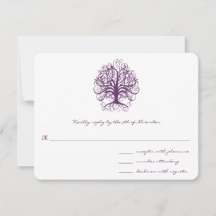 Plum Swirl Tree  Wedding  Response Card