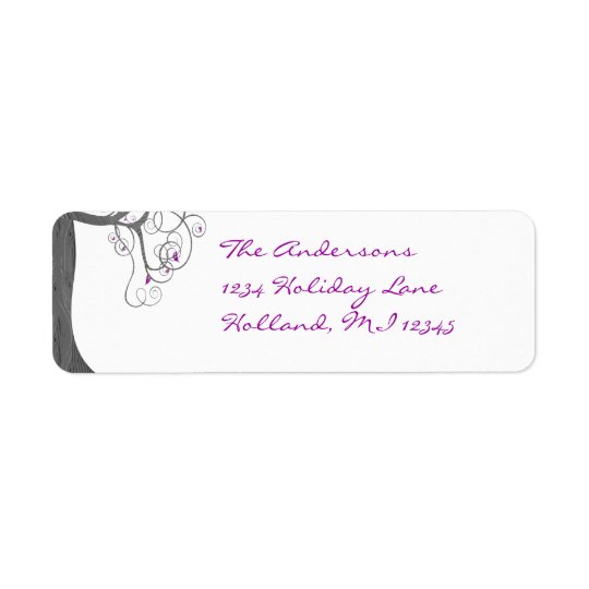 Plum Swirl Wood Grain Tree Return Address Return Address Label