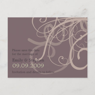 Plum Swirls • Save the Date Postcard
