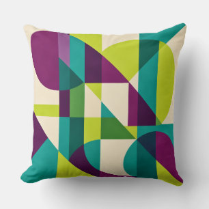 Plum Teal Geometric Abstract Throw Pillow
