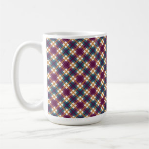 PLUM TEAL GOLD FALL PLAID PATTERN COFFEE MUG