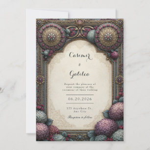 Plum Teal Mandala Wedding Invitation