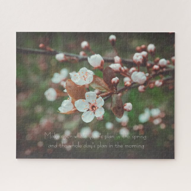 Plum Tree Branches with White Flowers Jigsaw Puzzle (Horizontal)