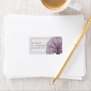 Plum Tree Grey Damask Return Address Labels