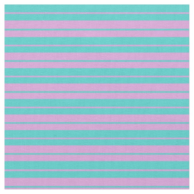 Plum & Turquoise Coloured Stripes/Lines Pattern Fabric (Close Up)