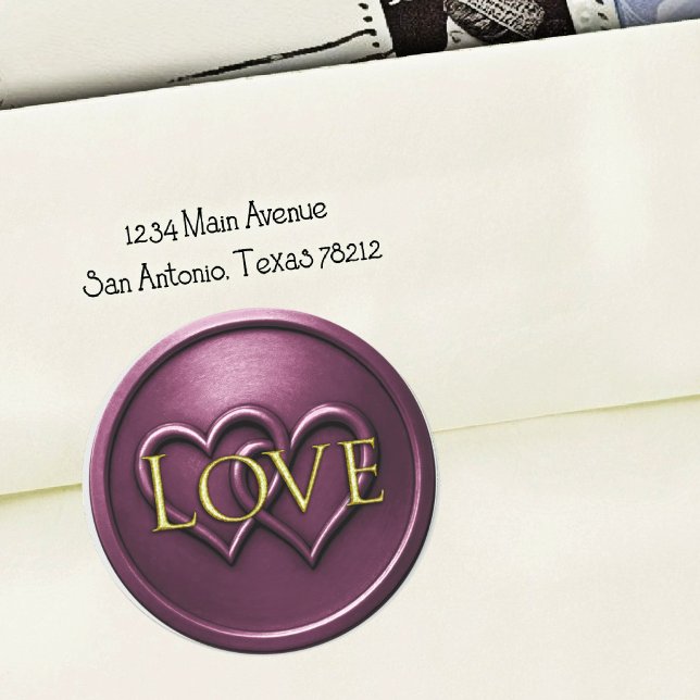 Plum Two Hearts Intertwined Wedding Classic Round Sticker (Creator Uploaded)