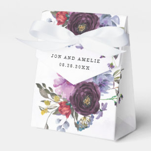Plum Ultra Violet Botanical Rustic Peony Wedding  Favor Box