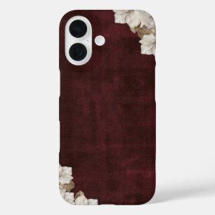 plum velvet floral iPhone 16 case