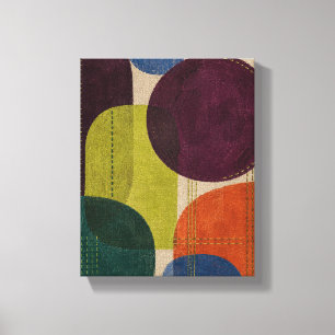 Plum Velvet Shapes and Wasabi Threads Textured A Canvas Print
