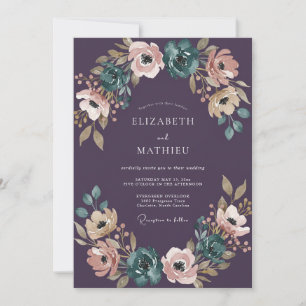 Plum Velvety Fall Wedding Invitation