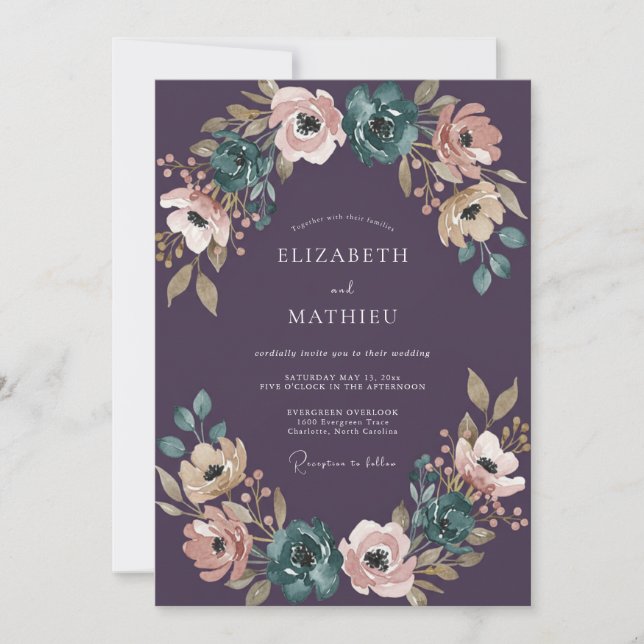 Plum Velvety Fall Wedding Invitation (Front)